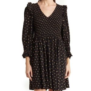 Madewell 3/4 sleeve polka dot mini dress